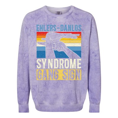 EhlersDanlos Syndrome Gang Sign EDS and HSD Awareness Month Colorblast Crewneck Sweatshirt