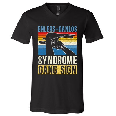 EhlersDanlos Syndrome Gang Sign EDS and HSD Awareness Month V-Neck T-Shirt