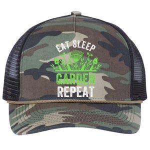 Eat Sleep Garden Repeat Funny Gardener Funny Plant Lover Funny Garden Lover Retro Rope Trucker Hat Cap