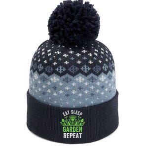 Eat Sleep Garden Repeat Funny Gardener Funny Plant Lover Funny Garden Lover The Baniff Cuffed Pom Beanie