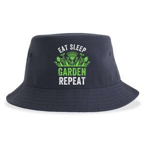 Eat Sleep Garden Repeat Funny Gardener Funny Plant Lover Funny Garden Lover Sustainable Bucket Hat