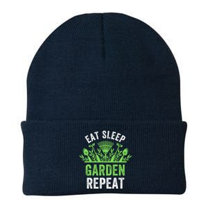 Eat Sleep Garden Repeat Funny Gardener Funny Plant Lover Funny Garden Lover Knit Cap Winter Beanie