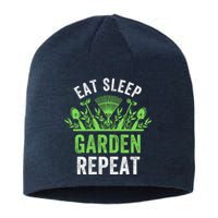 Eat Sleep Garden Repeat Funny Gardener Funny Plant Lover Funny Garden Lover Sustainable Beanie