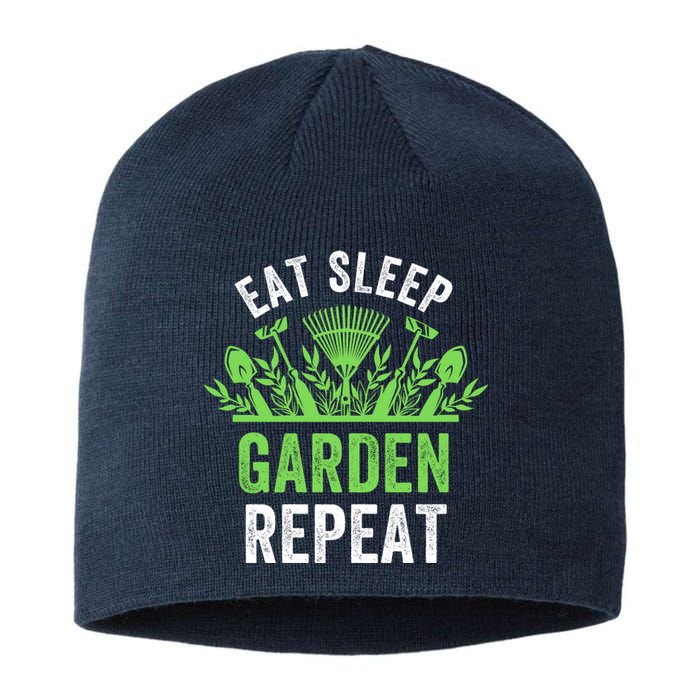 Eat Sleep Garden Repeat Funny Gardener Funny Plant Lover Funny Garden Lover Sustainable Beanie