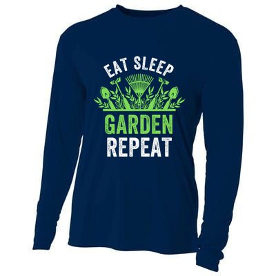 Eat Sleep Garden Repeat Funny Gardener Funny Plant Lover Funny Garden Lover Cooling Performance Long Sleeve Crew