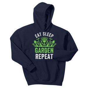 Eat Sleep Garden Repeat Funny Gardener Funny Plant Lover Funny Garden Lover Kids Hoodie