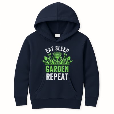 Eat Sleep Garden Repeat Funny Gardener Funny Plant Lover Funny Garden Lover Kids Hoodie