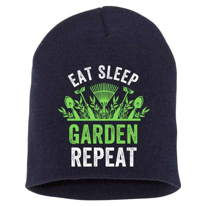 Eat Sleep Garden Repeat Funny Gardener Funny Plant Lover Funny Garden Lover Short Acrylic Beanie