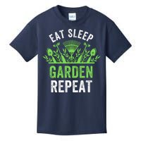 Eat Sleep Garden Repeat Funny Gardener Funny Plant Lover Funny Garden Lover Kids T-Shirt