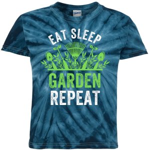 Eat Sleep Garden Repeat Funny Gardener Funny Plant Lover Funny Garden Lover Kids Tie-Dye T-Shirt