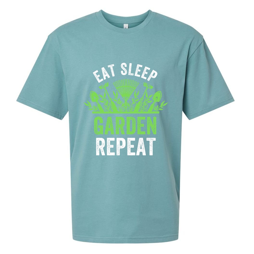 Eat Sleep Garden Repeat Funny Gardener Funny Plant Lover Funny Garden Lover Sueded Cloud Jersey T-Shirt