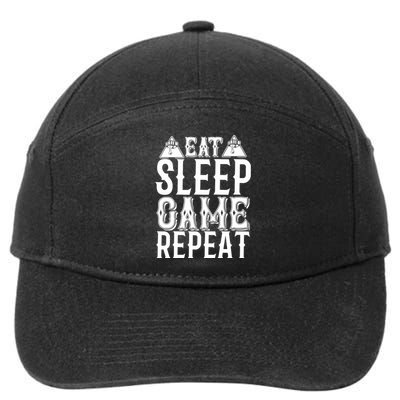 Eat Sleep Game Repeat 7-Panel Snapback Hat