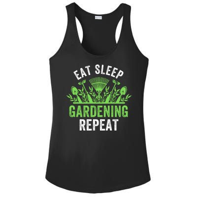 Eat Sleep Gardening Repeat Funny Gardener Funny Plant Lover Funny Plant Lover Ladies PosiCharge Competitor Racerback Tank