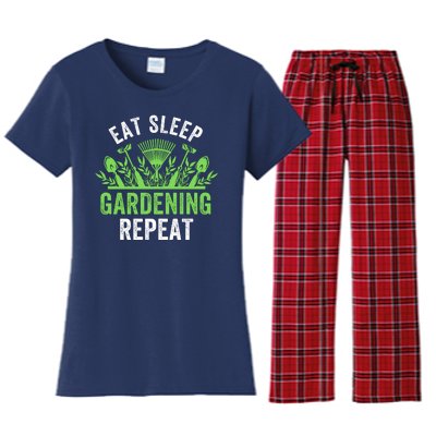 Eat Sleep Gardening Repeat Funny Gardener Funny Plant Lover Funny Plant Lover Women's Flannel Pajama Set