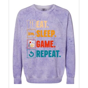 Eat Sleep Game Repeat Game Night Cool Gift Colorblast Crewneck Sweatshirt