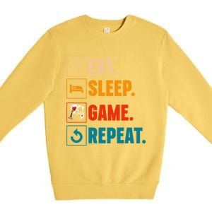 Eat Sleep Game Repeat Game Night Cool Gift Premium Crewneck Sweatshirt