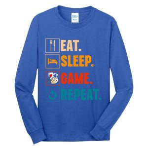 Eat Sleep Game Repeat Game Night Cool Gift Tall Long Sleeve T-Shirt