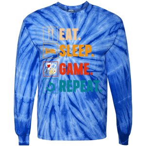 Eat Sleep Game Repeat Game Night Cool Gift Tie-Dye Long Sleeve Shirt