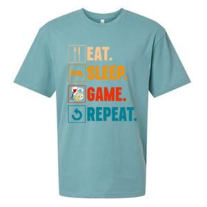 Eat Sleep Game Repeat Game Night Cool Gift Sueded Cloud Jersey T-Shirt