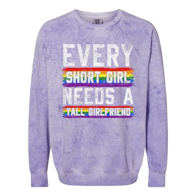 Every Short Girl Needs A Tall Girlfriend Lesbian Gift Lgbt Colorblast Crewneck Sweatshirt