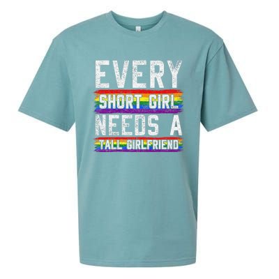 Every Short Girl Needs A Tall Girlfriend Lesbian Gift Lgbt Sueded Cloud Jersey T-Shirt