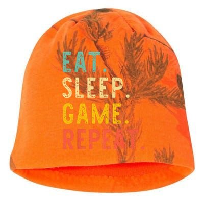 Eat Sleep Game Repeat Video Gamer Gaming Vintage Kati - Camo Knit Beanie