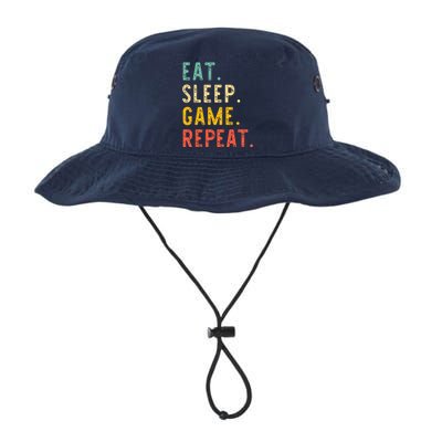 Eat Sleep Game Repeat Video Gamer Gaming Vintage Legacy Cool Fit Booney Bucket Hat