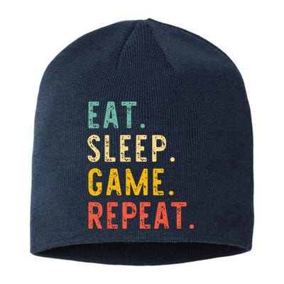 Eat Sleep Game Repeat Video Gamer Gaming Vintage Sustainable Beanie