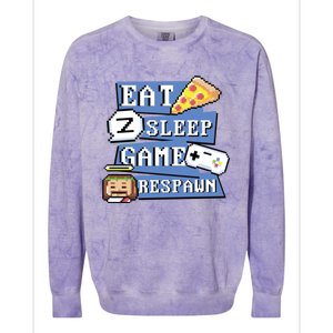 Eat Sleep Game Respawn Video Game Pixel Art For Gamer Gift Colorblast Crewneck Sweatshirt