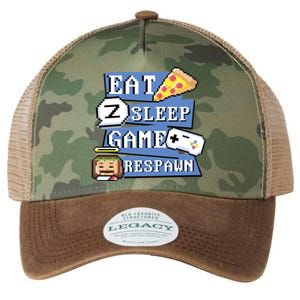 Eat Sleep Game Respawn Video Game Pixel Art For Gamer Gift Legacy Tie Dye Trucker Hat