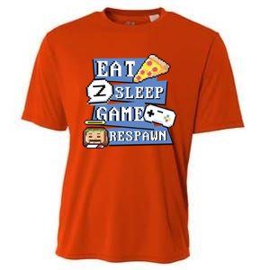 Eat Sleep Game Respawn Video Game Pixel Art For Gamer Gift Cooling Performance Crew T-Shirt