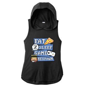 Eat Sleep Game Respawn Video Game Pixel Art For Gamer Gift Ladies PosiCharge Tri-Blend Wicking Draft Hoodie Tank