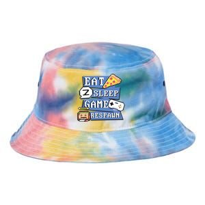 Eat Sleep Game Respawn Video Game Pixel Art For Gamer Gift Tie Dye Newport Bucket Hat