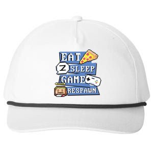 Eat Sleep Game Respawn Video Game Pixel Art For Gamer Gift Snapback Five-Panel Rope Hat