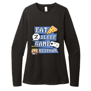 Eat Sleep Game Respawn Video Game Pixel Art For Gamer Gift Womens CVC Long Sleeve Shirt