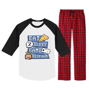 Eat Sleep Game Respawn Video Game Pixel Art For Gamer Gift Raglan Sleeve Pajama Set