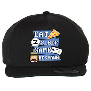 Eat Sleep Game Respawn Video Game Pixel Art For Gamer Gift Wool Snapback Cap