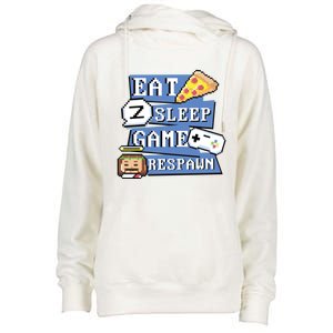 Eat Sleep Game Respawn Video Game Pixel Art For Gamer Gift Womens Funnel Neck Pullover Hood