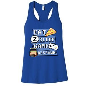 Eat Sleep Game Respawn Video Game Pixel Art For Gamer Gift Women's Racerback Tank