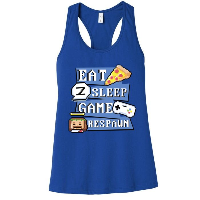 Eat Sleep Game Respawn Video Game Pixel Art For Gamer Gift Women's Racerback Tank