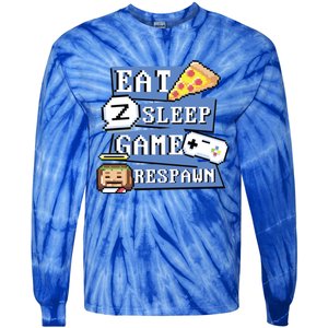 Eat Sleep Game Respawn Video Game Pixel Art For Gamer Gift Tie-Dye Long Sleeve Shirt