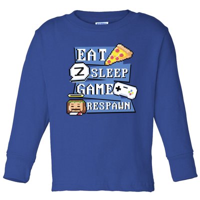 Eat Sleep Game Respawn Video Game Pixel Art For Gamer Gift Toddler Long Sleeve Shirt