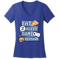 Eat Sleep Game Respawn Video Game Pixel Art For Gamer Gift Women's V-Neck T-Shirt