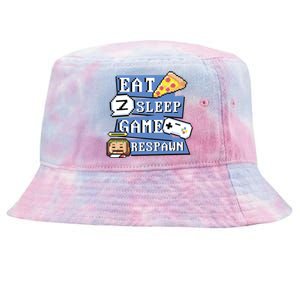 Eat Sleep Game Respawn Video Game Pixel Art For Gamer Gift Tie-Dyed Bucket Hat