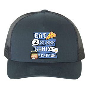 Eat Sleep Game Respawn Video Game Pixel Art For Gamer Gift Yupoong Adult 5-Panel Trucker Hat