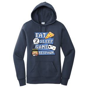 Eat Sleep Game Respawn Video Game Pixel Art For Gamer Gift Women's Pullover Hoodie