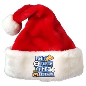 Eat Sleep Game Respawn Video Game Pixel Art For Gamer Gift Premium Christmas Santa Hat