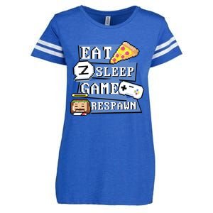 Eat Sleep Game Respawn Video Game Pixel Art For Gamer Gift Enza Ladies Jersey Football T-Shirt