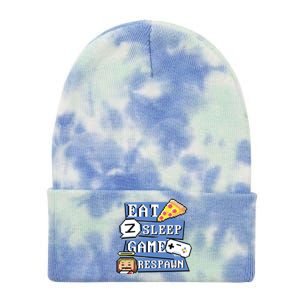 Eat Sleep Game Respawn Video Game Pixel Art For Gamer Gift Tie Dye 12in Knit Beanie