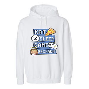 Eat Sleep Game Respawn Video Game Pixel Art For Gamer Gift Garment-Dyed Fleece Hoodie